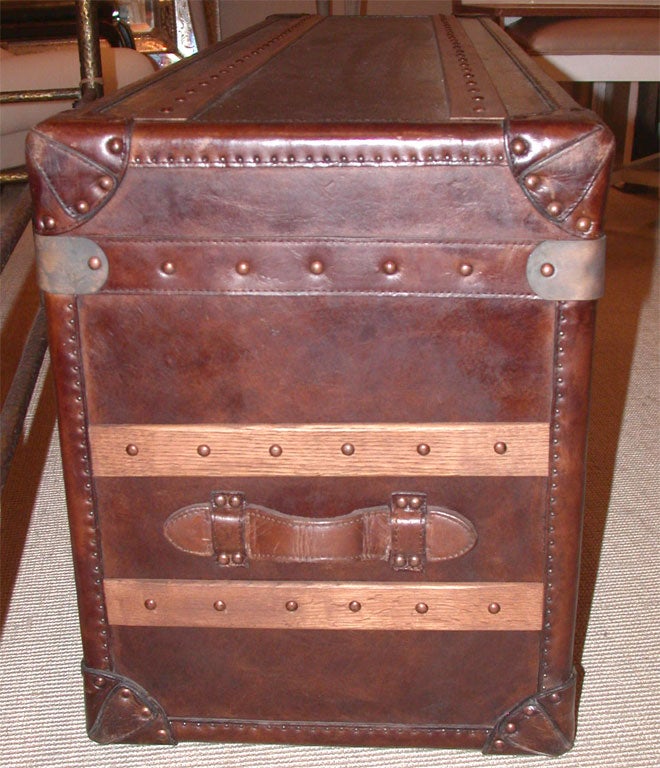 Contemporary Leather End-of-Bed Foot Locker Trunk