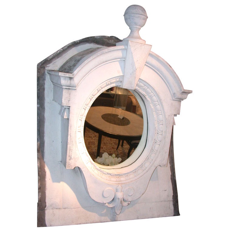 18th Century French Zinc Mansard Mirror