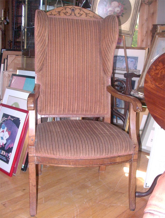 Period Biedermeier Arm Chair with Brown Cordaroy upholstery -Watermill Location