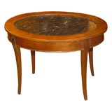 Antique Oval Walnut & Marble Table