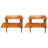 Cherrywood pair of tables, in the style of Andre Arbus