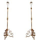 Pair of patinated floor lamps