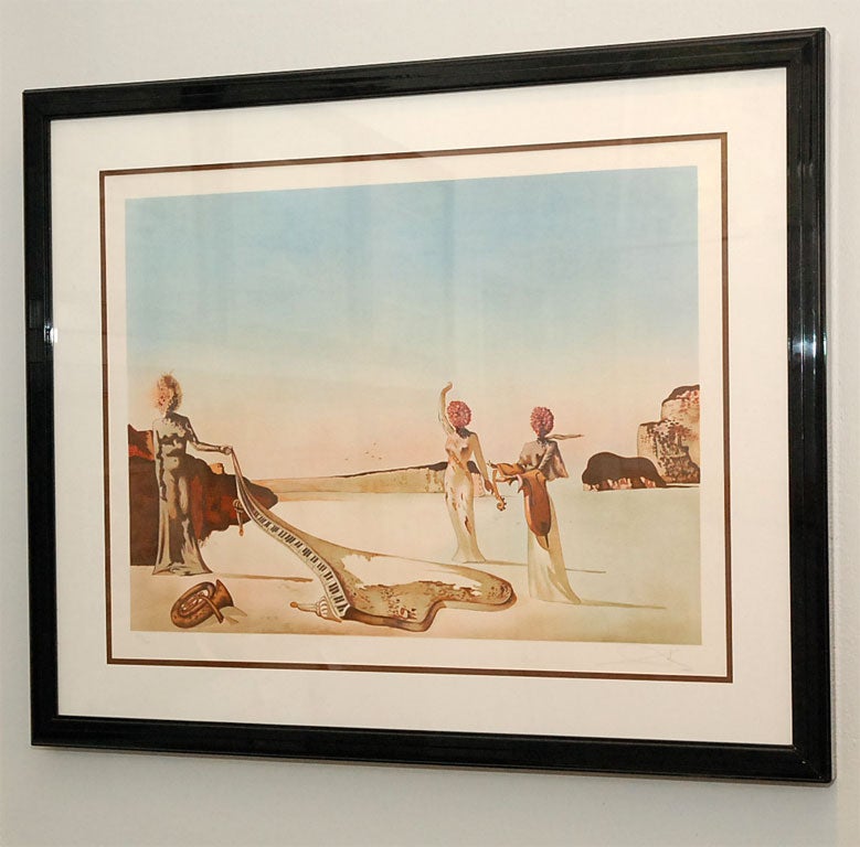 Signed and Numbered Surrealist Lithograph by Salvador Dali. Signed in pencil by the artist at lower left and numbered 165 of 300 at lower right.

Recalling Dali's immortal 
