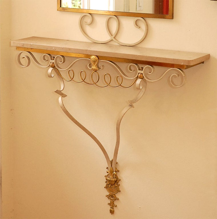 Mid-20th Century Marble Wall Console & Mirror