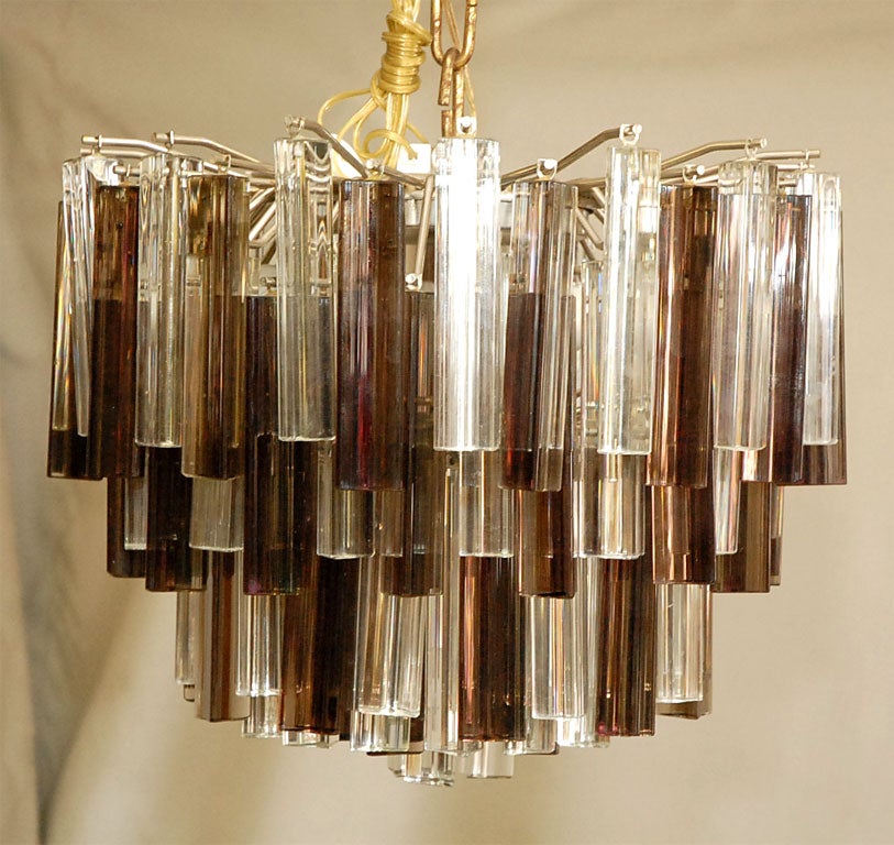 CLEAR AND SMOKE CRYSTAL CHANDELIER