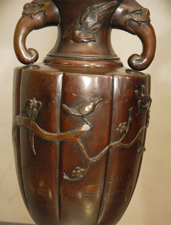 PAIR OF JAPANESE BRONZE URNS at 1stDibs