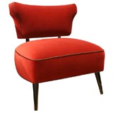 Wonderful Red Cotton Velvet Slipper Chair