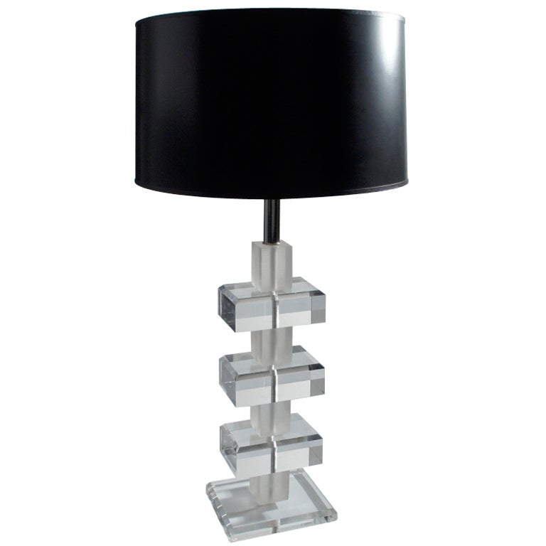 Prismatic Lucite Table Lamp For Sale
