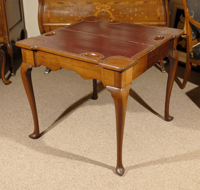 18th Century English George III  Concertina-action Game Table in Mahogany, c. 1760