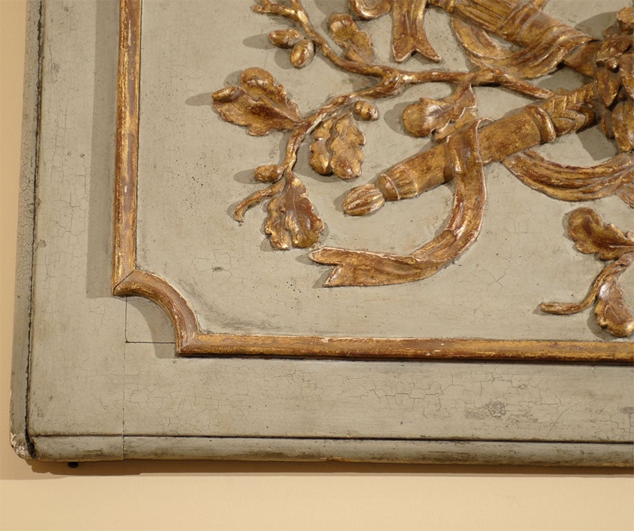 18th Century and Earlier French Parcel-Gilt and Painted Decorative wall panel, c. 1780