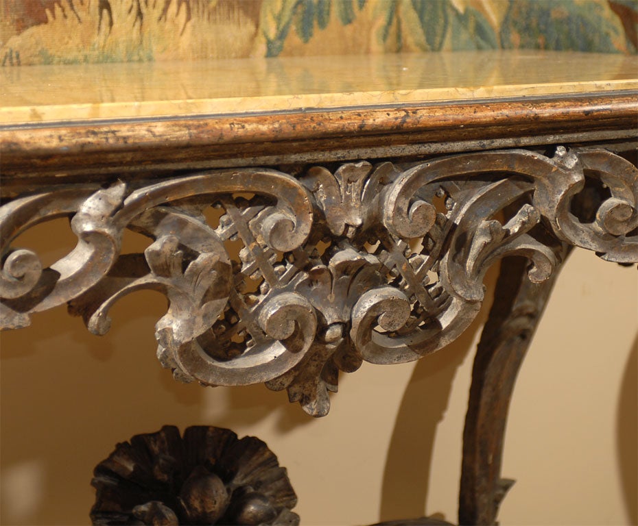 Rare Venetian Silver-Gilt Console Table with Marble Top, c. 1680 1