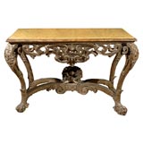 Rare Venetian Silver-Gilt Console Table with Marble Top, c. 1680