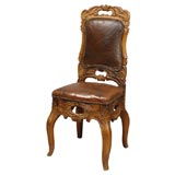 Austrian Musician's Chair with Leather Upholstery, c. 1760