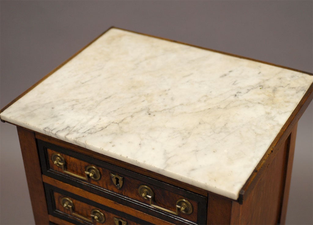 18th Century and Earlier Directoire Bedside Table in Walnut with Marble Top, c. 1800