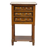 Directoire Bedside Table in Walnut with Marble Top, c. 1800