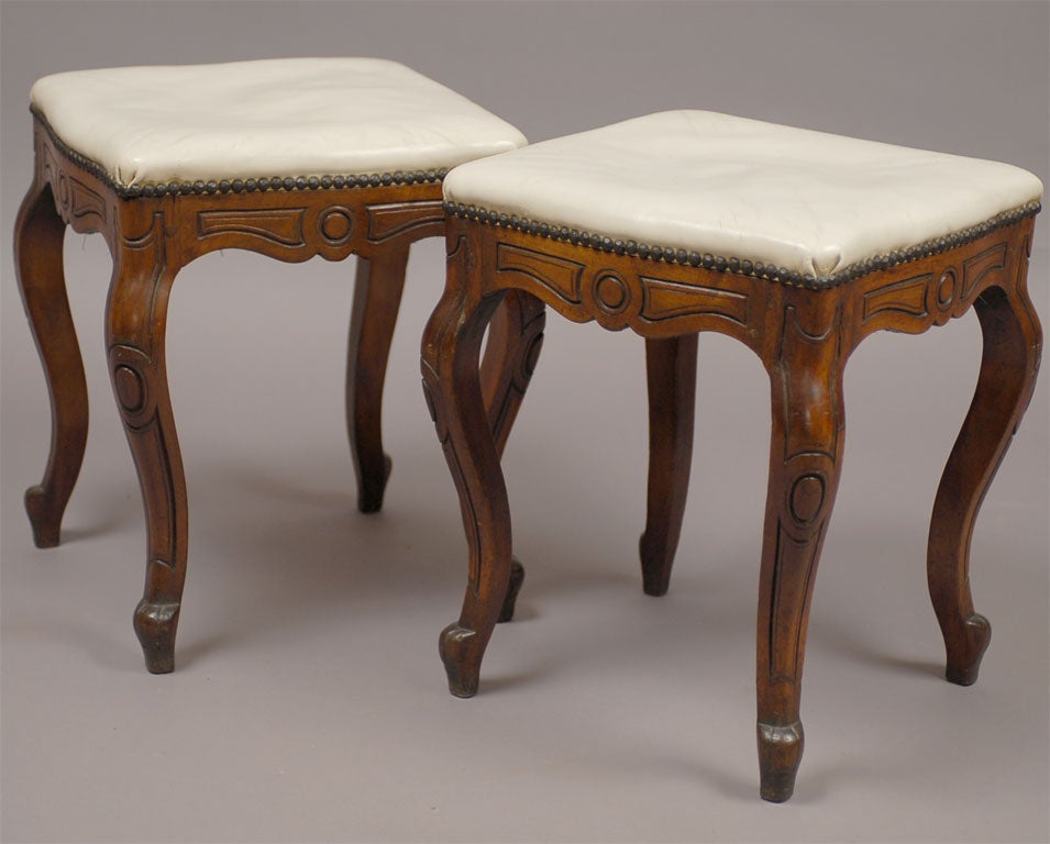 Pair of Louis XV period Walnut Stools, c. 1760