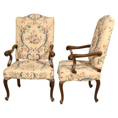 Pair of Rococo Fauteuils / Armchairs in Walnut, Italy, circa 1750