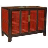 Antique A Chinese Art Deco Red and Black Lacquered Wood Console