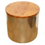 Pace Chrome and Burl  Drum Table