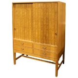 Rare Early Oak Carved China Cabinet by Hans Wegner