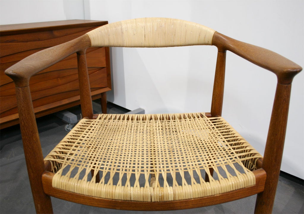 Mid-20th Century Teak and Cane Round Chair by Hans Wegner