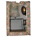 Spanish or Spanish Colonial Polychromed and Gilt Mirror
