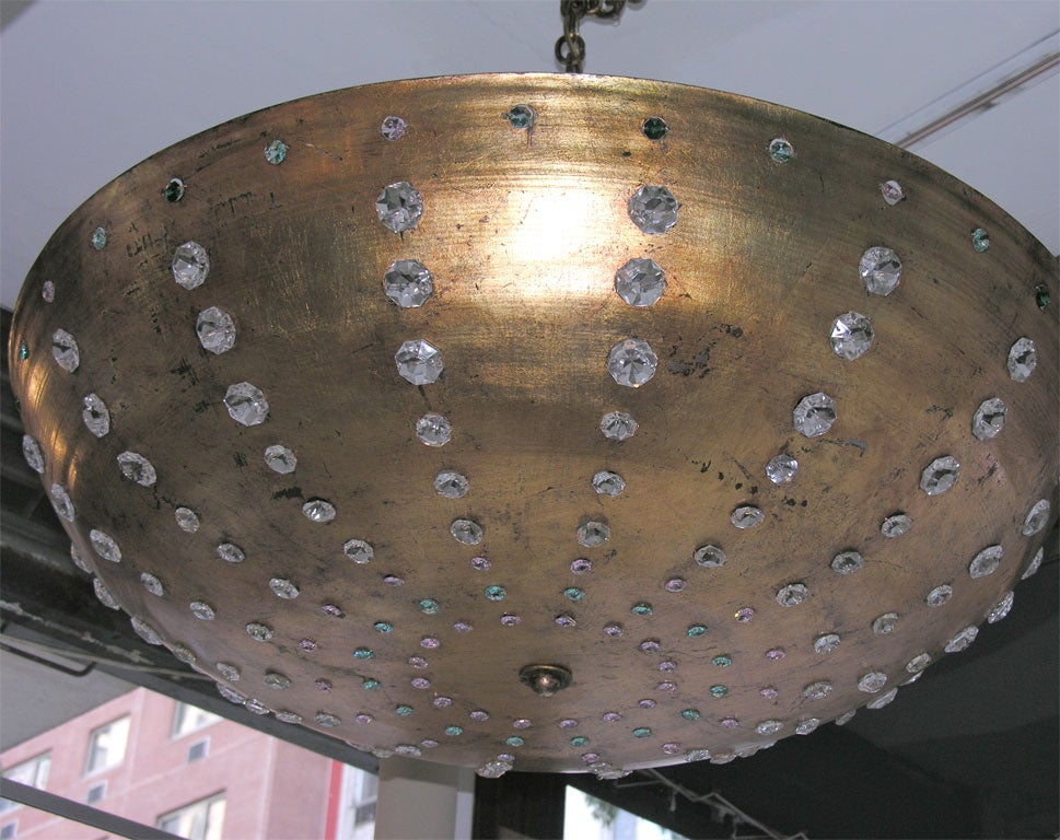 Pair of Large Gilt Metal Light Fixtures