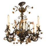 19th Century French Porcelain and Tole Chandelier