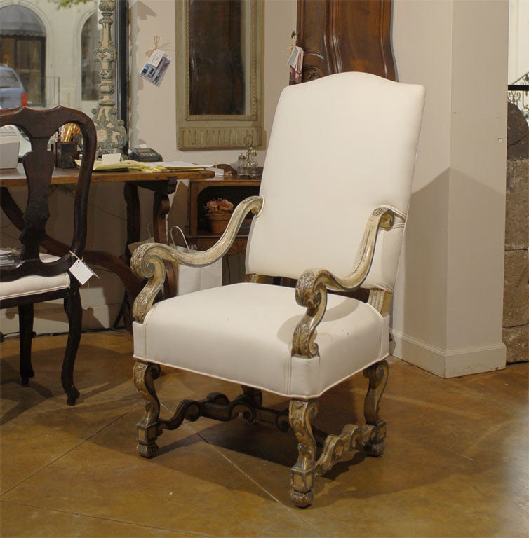 18th Century style Painted Italian Louis XIV Armchair<br />
<br />
Please see additional Armchairs and other items at www.jacquelineadamsantiques.com .