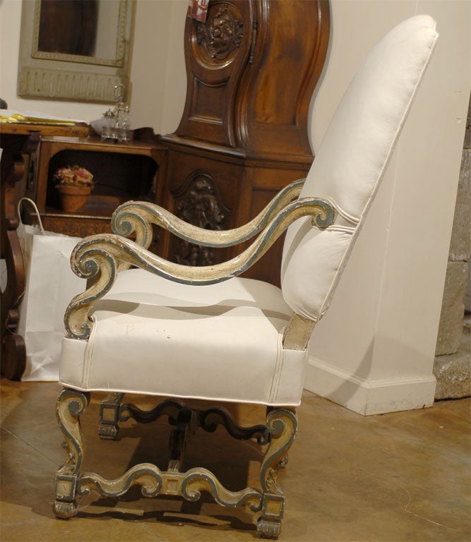 Painted Italian Louis XIV Arm Chair 3