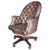Tufted Leather  Swivel Chair