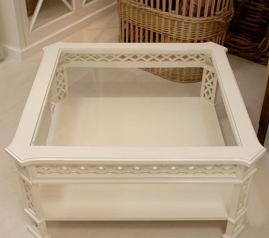 White Carved Square Coffee Table 3
