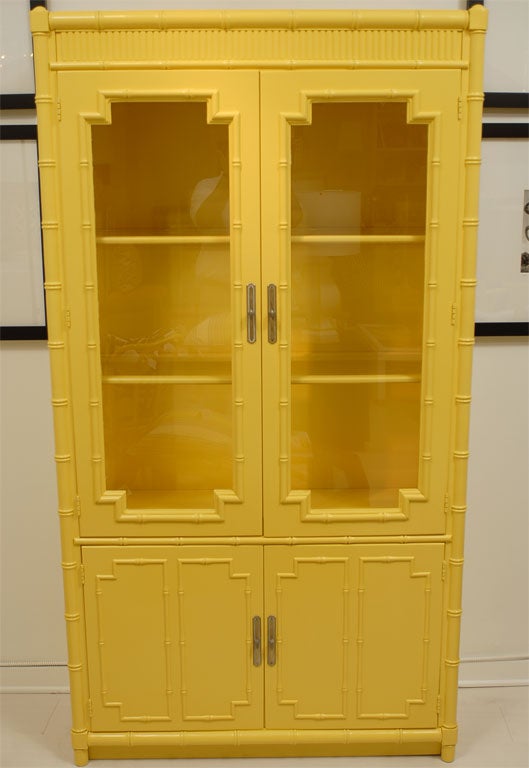 American Vintage Faux Bamboo Yellow Cabinet