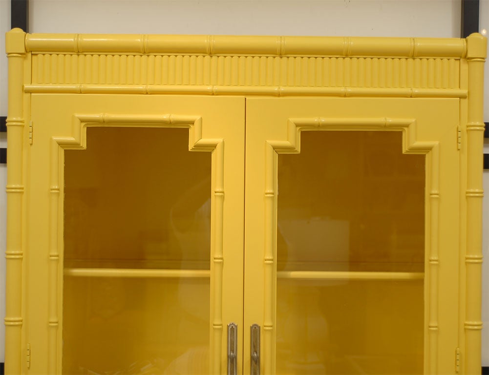 Vintage Faux Bamboo Yellow Cabinet 1