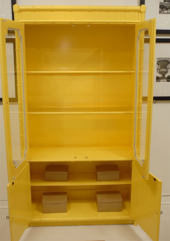 Vintage Faux Bamboo Yellow Cabinet 3