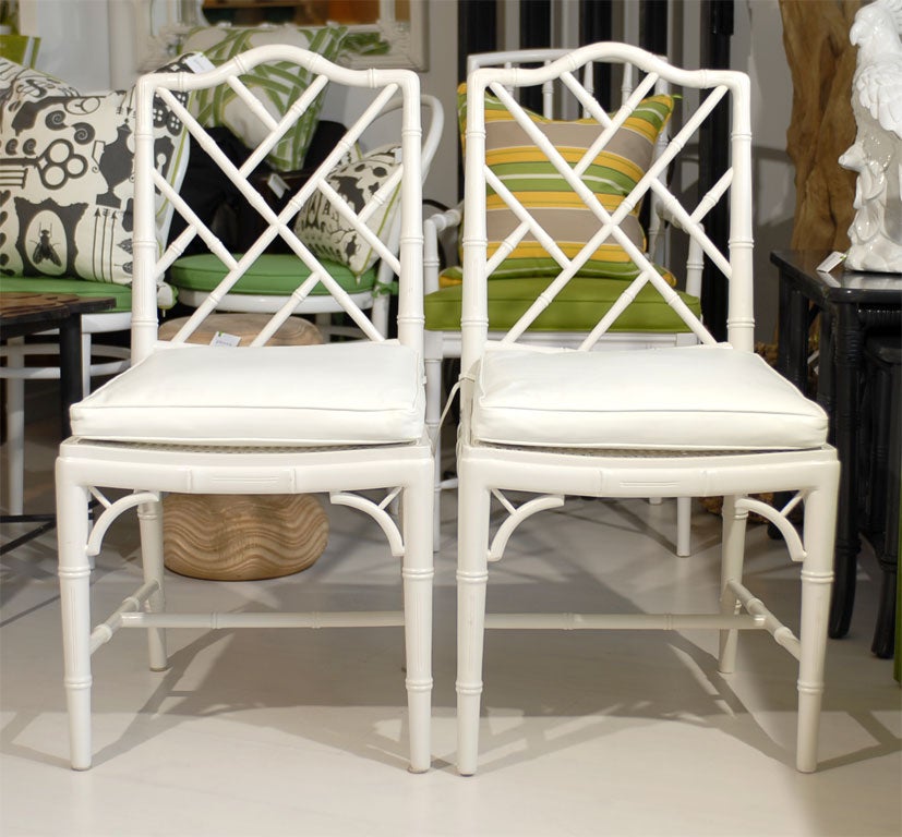 Bamboo Trellis & Cane Dining Side Chairs 1
