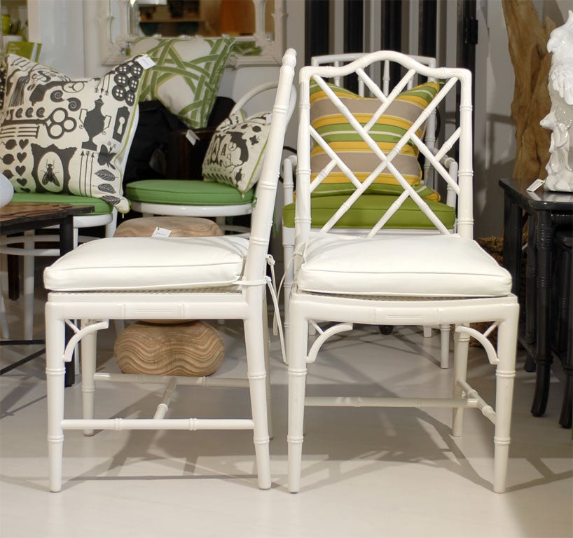 Bamboo Trellis & Cane Dining Side Chairs 2