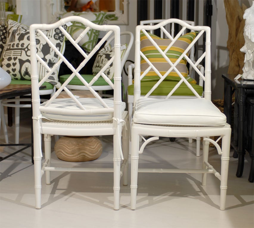 Bamboo Trellis & Cane Dining Side Chairs 5