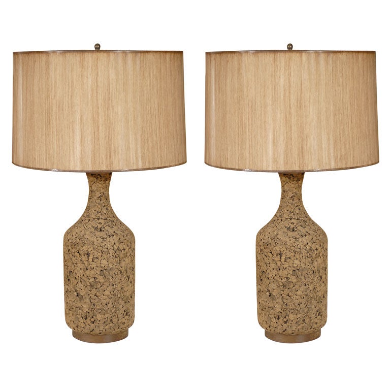 Pair of Vintage Cork Lamps
