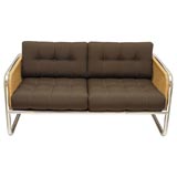 Vintage Chrome & Wicker Sofa