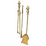 19th Century Brass Set of Fire Tools