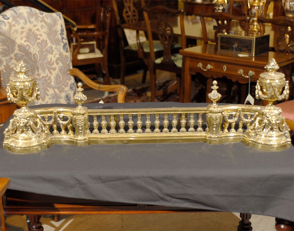 19th Century Pair of French Brass Fireplace Chenets
