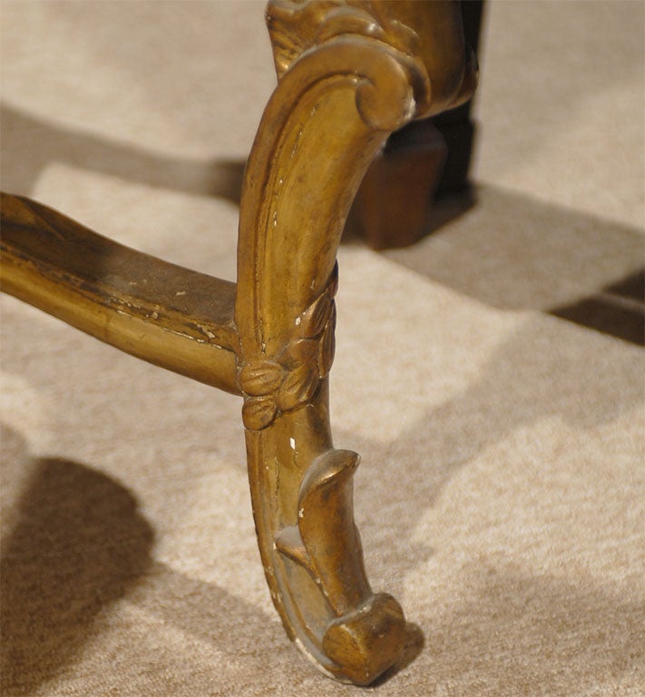 Italian Gilt-Wood Rococo Style Console with Faux Marble Top, c. 1840 3