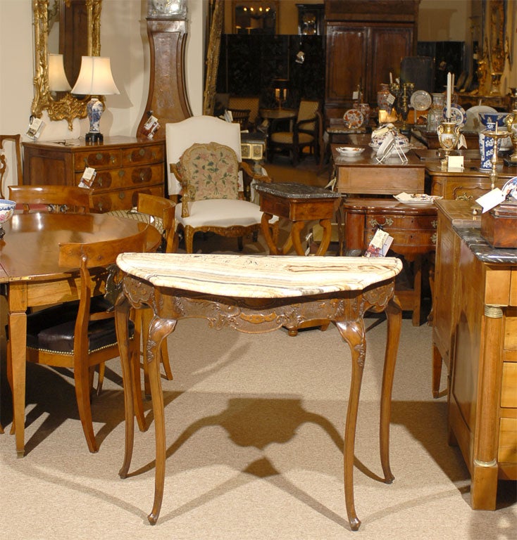 Venetian Console in Walnut with Solid Onyx Top, c. 1760