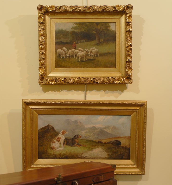 American oil painting of Shepherd and sheep