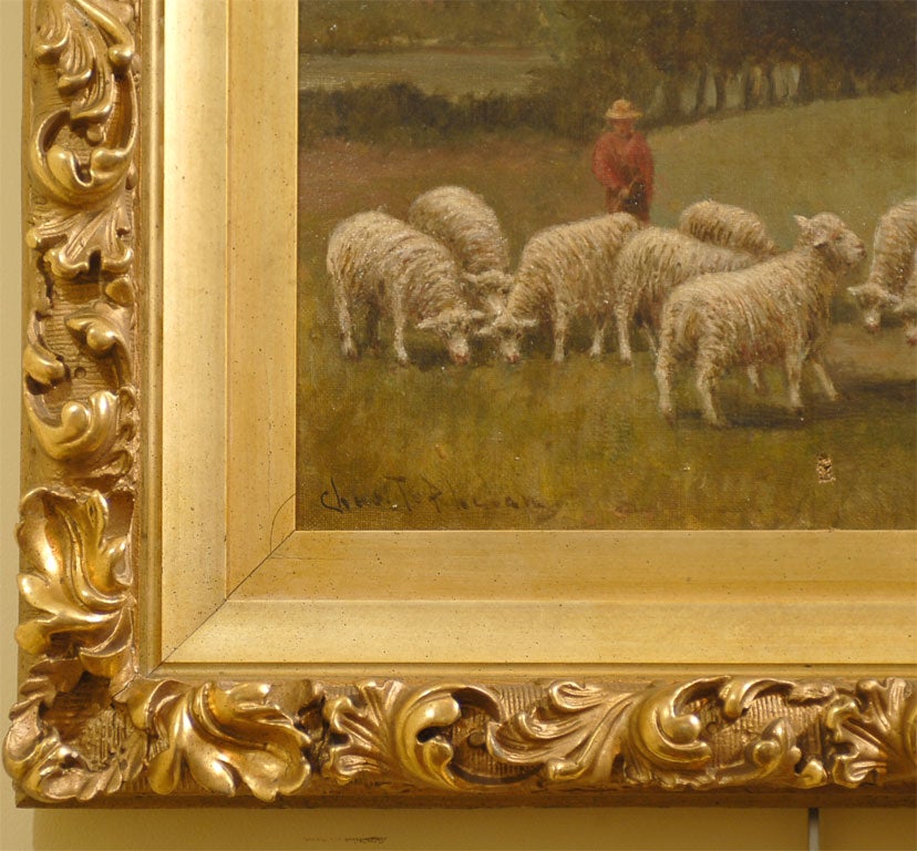 oil painting of Shepherd and sheep 1