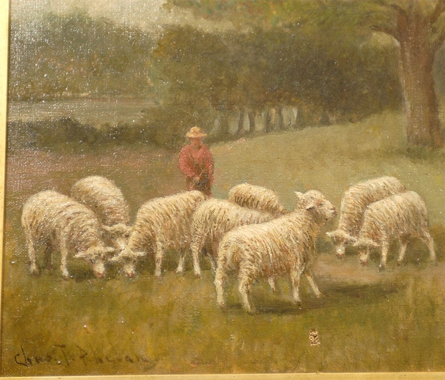 oil painting of Shepherd and sheep 4