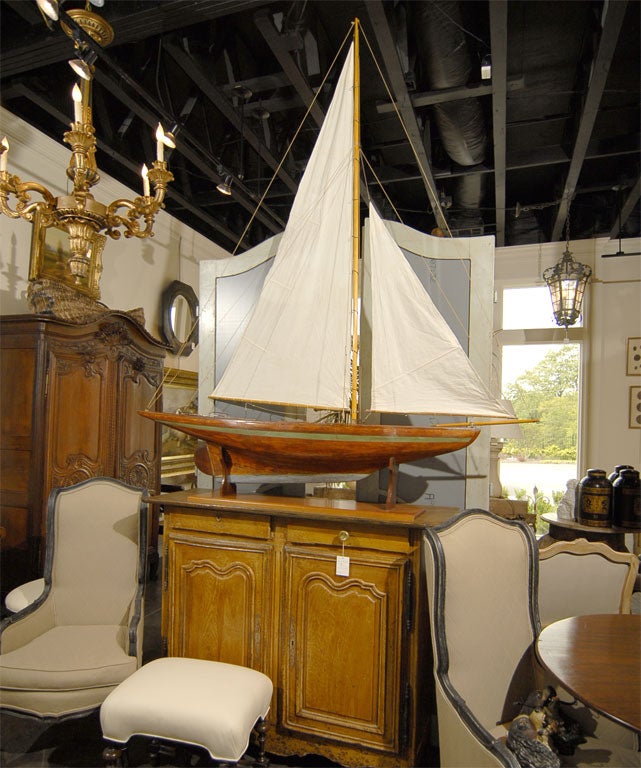 Very Large Pond Yacht / sail boat with 2 sails on a custom base.
