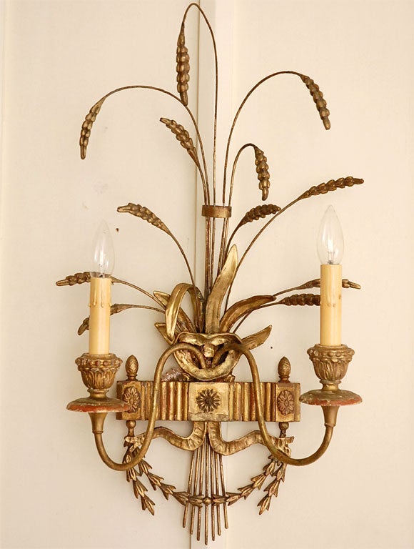 Antique Italian Wheat Sconces