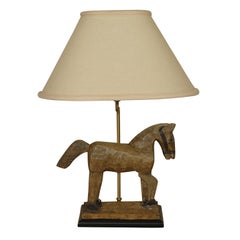 Primitive Folk Art Horse Lamp